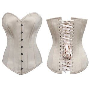 EU Champagne Satin Longline Corset L / US 14 NWT